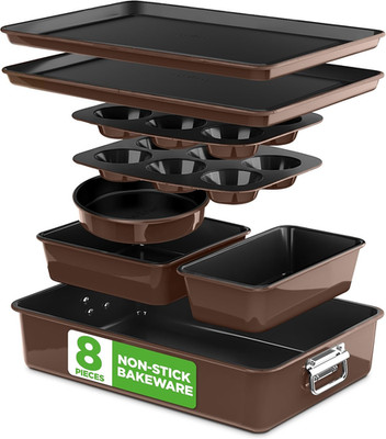 8PC Nonstick Stackable Bakeware Set-PFOA,PFOS,PTFE Free Baking Tray Set-Non-Stic