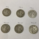 Value Lot of Earliest Walking Liberty Halves 1916 & 1917 6 Coins