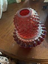 Vintage Fenton Red Hobnail Three Piece Fairy Lamp