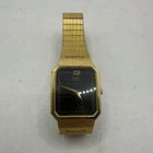 Vintage Seiko SX Quartz Gold Watch with Black Rectangular Dial Needs Battery