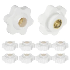 10pcs Star Knobs M6 Thread 25mm Head Through Hole Clamping Handles White