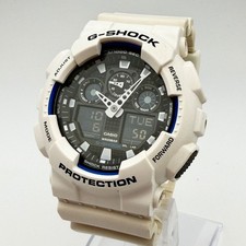 CASIO G-SHOCK GA-100B White Blue Ana-Digi Watch New Battery