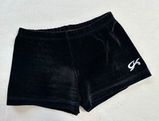 GK Elite SHORTS Leotard BLACK Velvet Velour Gymnastics MINI Bar Cheer Dance AM