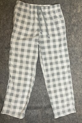 Women’s Cuddl Duds Cozy Pajama Pants M White Gray - Main Image