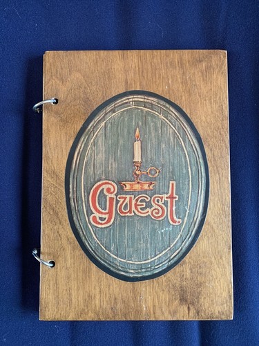 Wooden Craft  Vintage Guest Book Signature Book