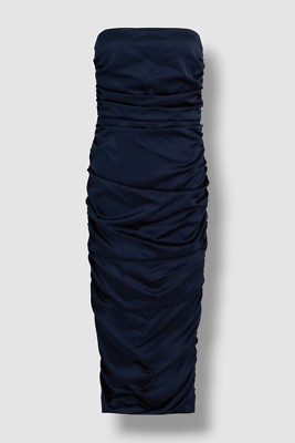 $649 Veronica Beard Women's Blue Kupa Silk Ruched Strapless MIDI Dress Size 10