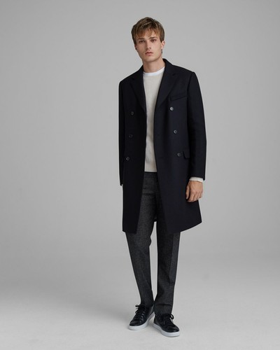 Authentic CLUB MONACO Mens Double Breasted Wool Three-Quarter Coat Black 42 - 第 1/9 張圖片