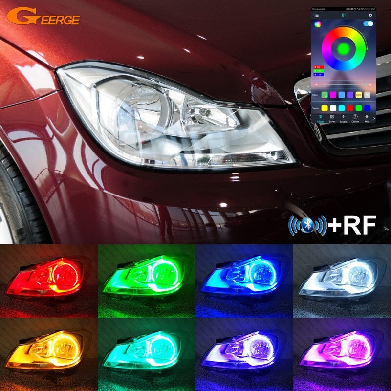 MERCEDES-BENZ W204/C204/S204 右 ヘッドライト For Mercedes Benz C Class C204 S204 W204 Multi Color RGB LED Angel