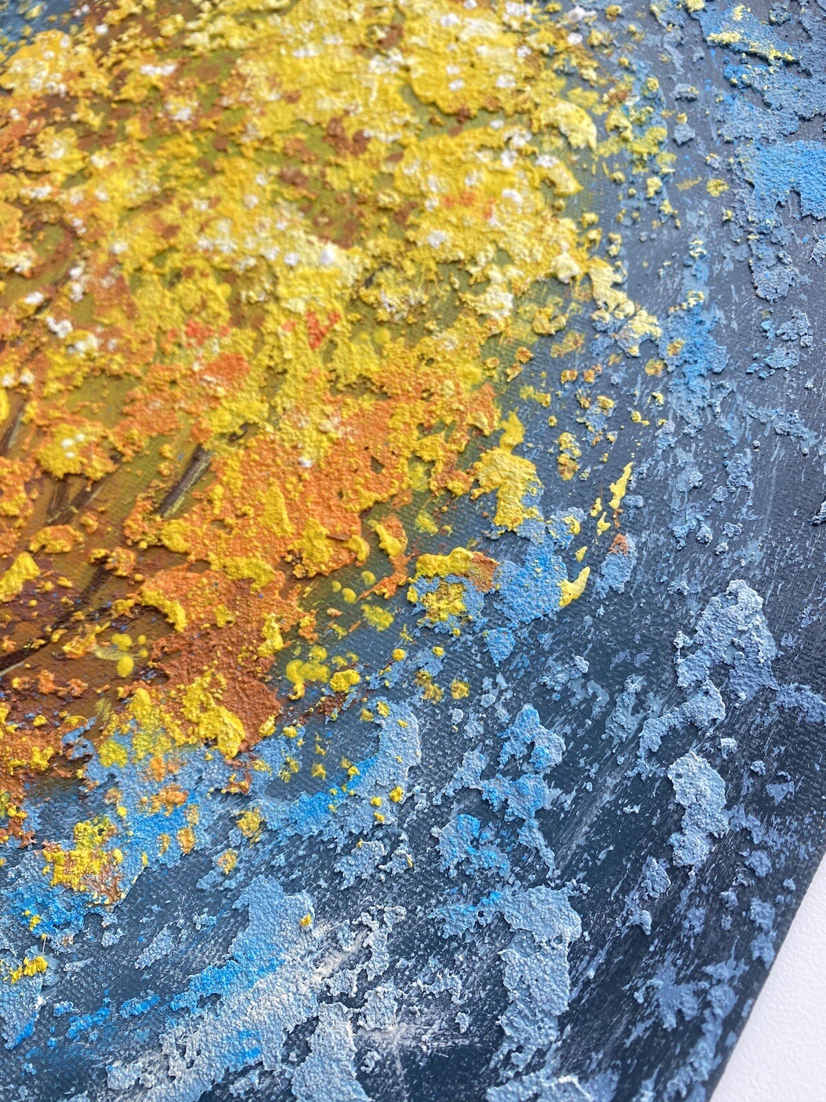 Original Oil Painting Tree Of Life Art Golden Tree Painting Texture Landscape