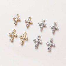 4pcs CZ Pave Cross Charm,Cubic Zirconia Cross Pendant,Zircon Christian Charm
