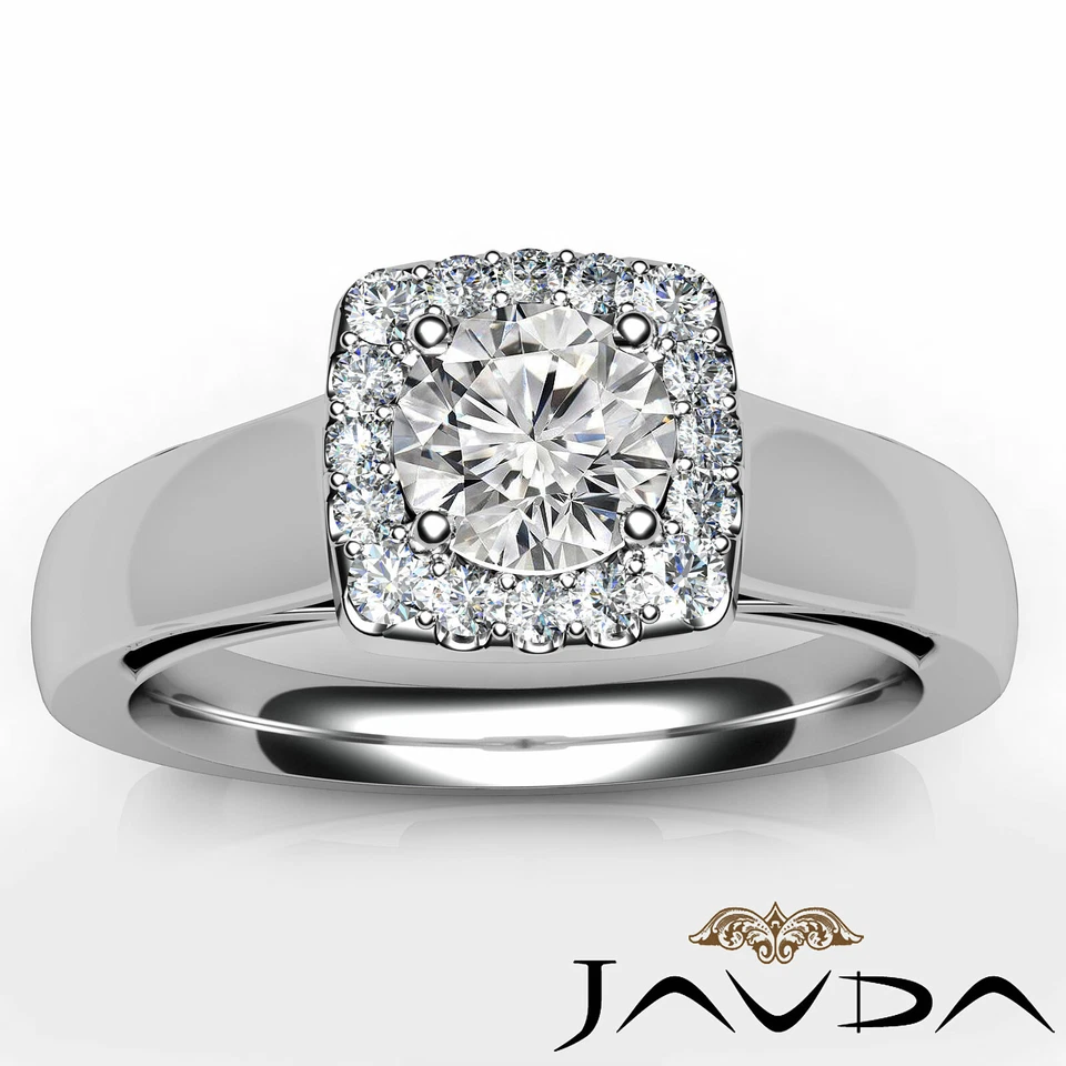 Halo French U Pave Filigree Shank Round Diamond Engagement Ring GIA E SI1 0.7 Ct Foto 4 de 4