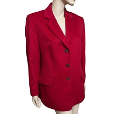 Feraud Red 100% Cashmere Size 16 Vintage Buttons Closure Long Sleeve Lined