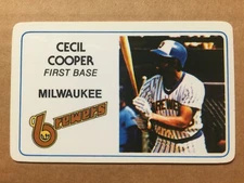 1981 Perma-Graphics Superstar Credit Cards Cecil Cooper - Milwaukee Brewers