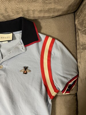 Gucci Polo w/ Bee Embroider Button Striped Shirt Rare Gucci Polo w/ Bee Embroider Button Striped Shirt Rare