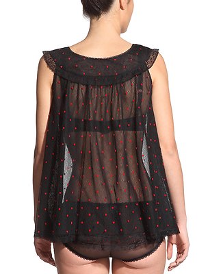 Fifi Chachnil 'Choubichou' Black Tulle Short Babydoll Negligee/Red