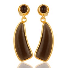 Smoky Topaz 925 Sterling Silver Dangle Stud Earrings Gemstone Jewelry