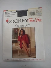 VTG Jockey For Her Sheer Comfortable Control Top Pantyhose Queen Sz Tuxedo Black