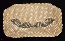 Vintage 1950's Small Beaded Ivory and SIlver Zip Top Evening Clutch