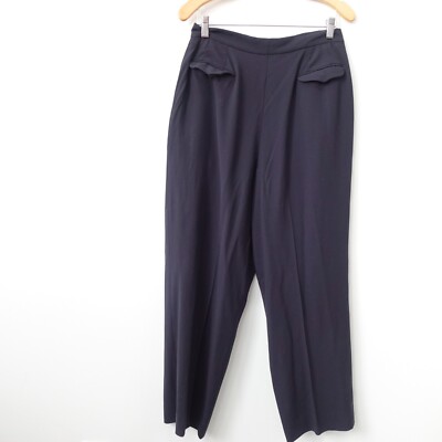 Giorgio Armani Pants 46 Black Dress Straight Crop XL Wool High