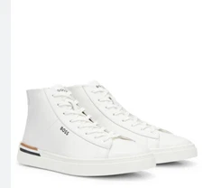 BOSS -HUGO BOSS -  CLINT HITO IT LEATHER HIGH-TOP SNEAKERS IN WHITE