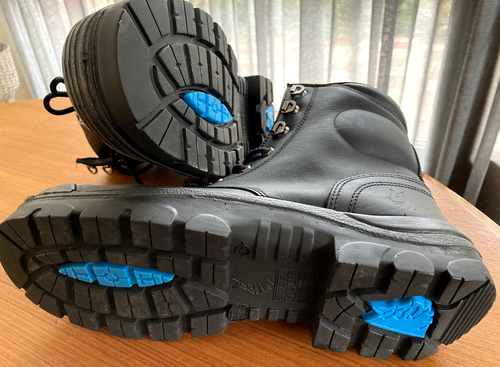 New ~ STEEL BLUE Argyle Work BOOTS Black Steel Cap Ortho Trisole Leather Size 11 - Picture 2 of 13