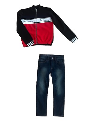 RIVER ISLAND NEXT BOYS JEANS OUTFIT *5y LOGO TOP JEANS AGE YEARS (5-6y  UK