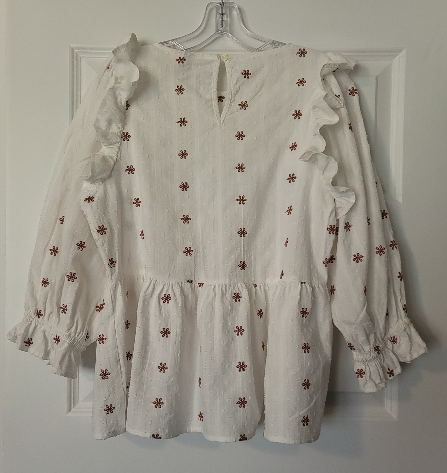 Universal Thread 3/4 Length White Ruffled Peplum … - image 3