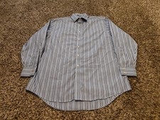 Charles Tyrwhitt Shirt Mens 17 35 Blue Striped Non Iron Long Sleeve Button Front