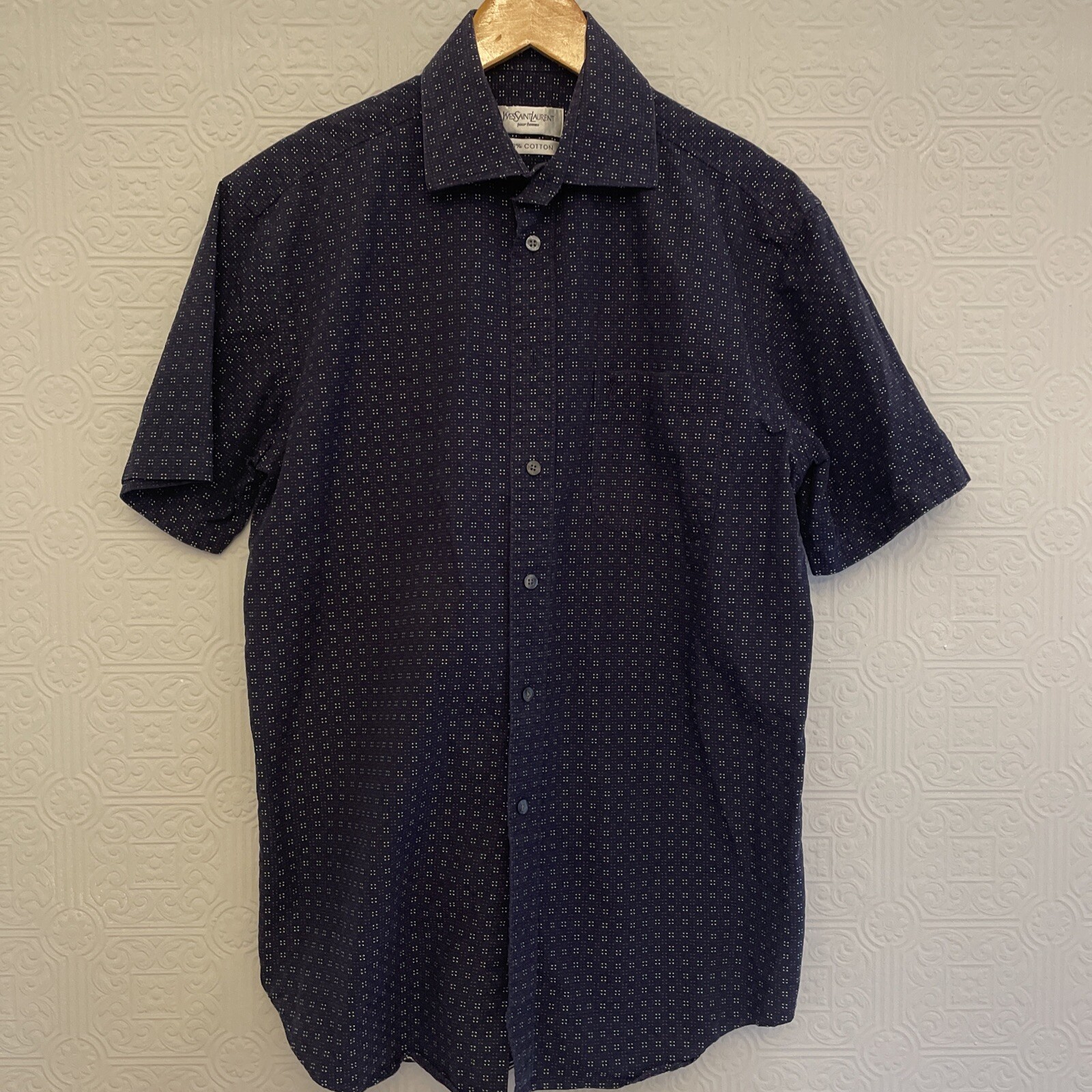 Camicia con logo Yves Saint Laurent YSL a maniche corte motivo cotone taglia M