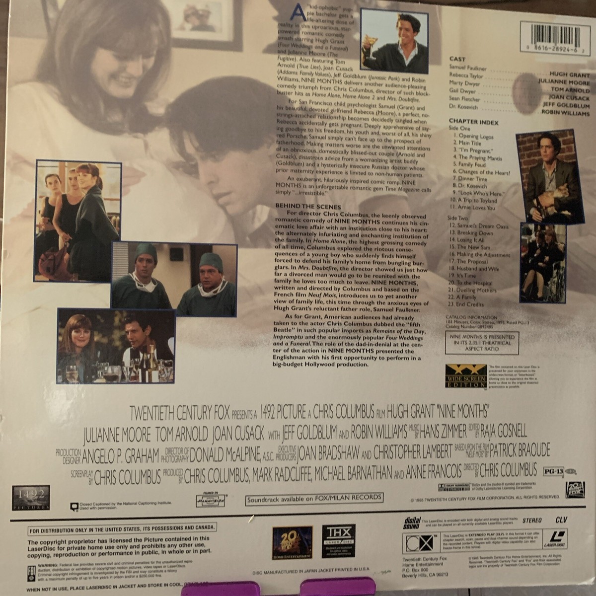 Nine Months Laserdisc 1995 Hugh Grant Julianna Moore Widescreen