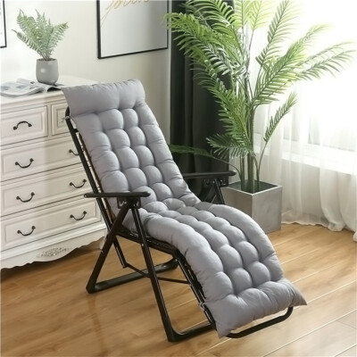 Grey Sun Lounger Cushion Bench Chair Sunbed Garden Recliner Replacement  Antislip UK