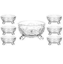 7Pc Glass Bowl Cristal Clear Dessert Serving Bowls Fruit Salad Ice Cream Set