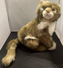 Vintage Russ Caress Soft Pets 6426 Brown Cat Stuffed Animal Plush Green Eyes 10"