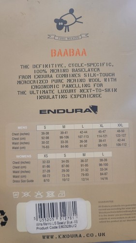 Endura Baa Baa Baselayer Women's Merino Wool - Picture 3 of 4