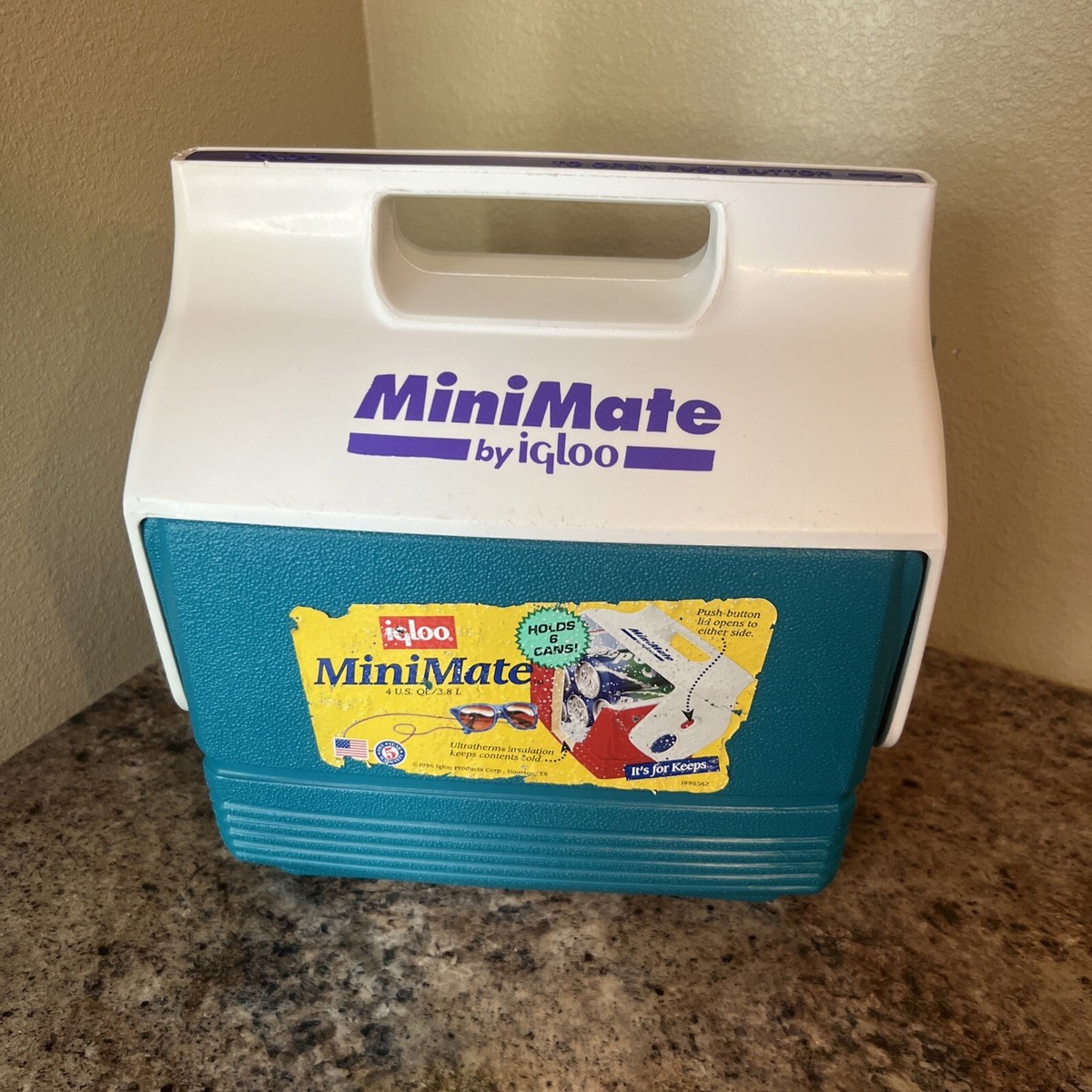 Vintage 1990s IGLOO Mini Mate Cooler Lunch Box Neon Teal/Purple