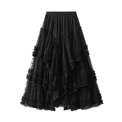Women Lace Mesh Splicing Irregular Skirt Cute Fairy Prom Half Dress A-line Skirt - Bild 3 von 17