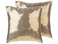 Dekokissen 2Er Set 45 X 45 Cm Pailletten Glitzer Mit ReißVerschluss Gold Aster