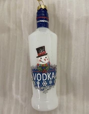 Silver Tree 5.5 inch Snowman Vodka Bottle Glass Ornament