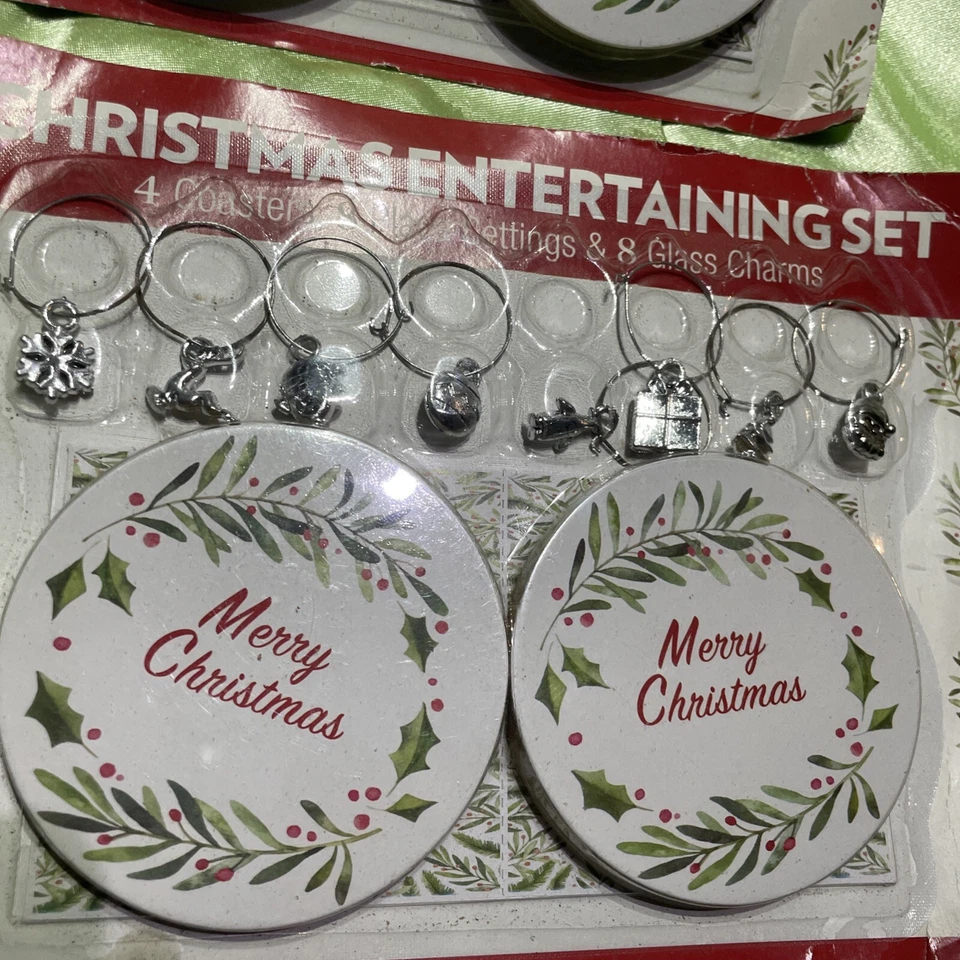 christmas table decoration entertaining coasters place settings glass charms 20 - Image 2 of 4