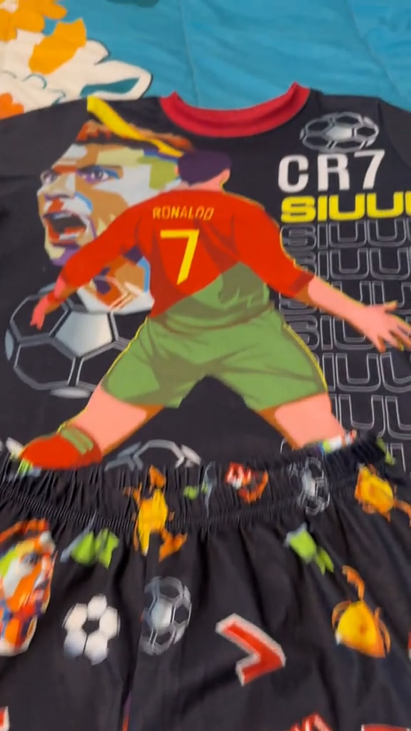 CR7 Kids Soccer Pajamas Set Long Sleeve Ronaldo Sleepwear for Boys