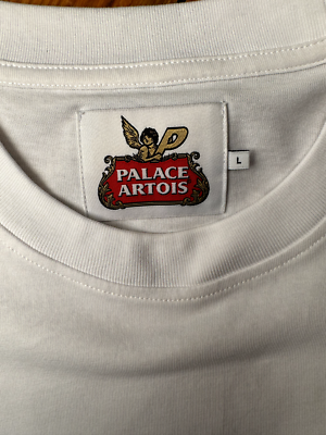 Size Large Palace x Stella Artois P-Skim Tee Shirt White NWOT SS21