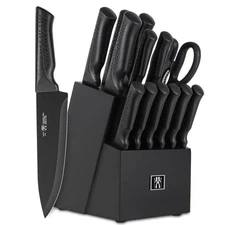 HUNTER.DUAL 15-Piece Kitchen Knife Set with Self-Sharpening Block NEW
