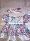Vintage Cabbage Patch Kids/Doll Clothes - Floral Dress & Hair Ribbons (315)