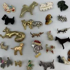 Lot 23 Vintage Now DOG Collection BROOCH Rhinestone Enamel Costume Jewelry