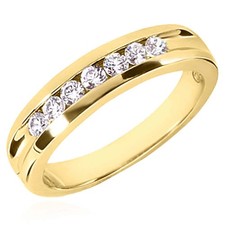 0.50CTW Natural Diamonds 14K Yellow Gold 5mm Wedding Band Ring