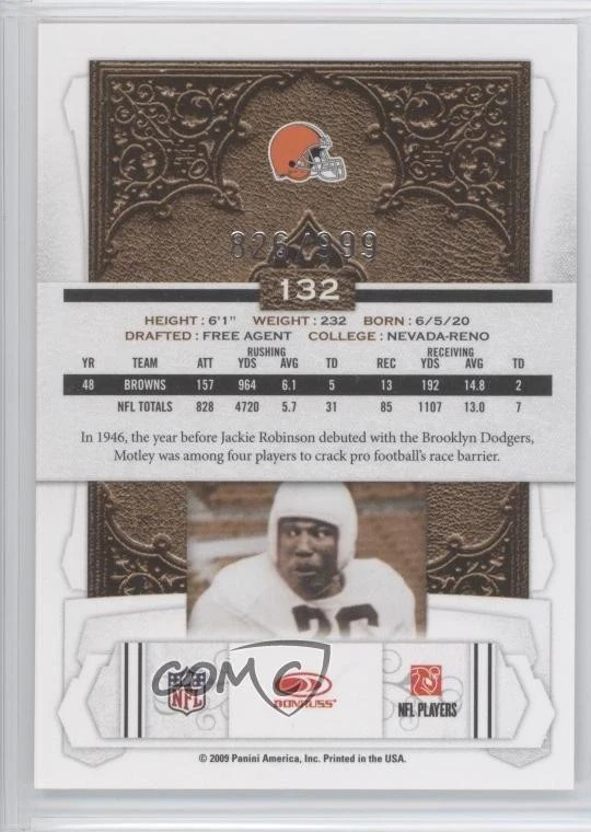 2009 Donruss Classics Legend /999 Marion Motley #132 HOF - Image 2 of 2
