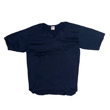 Eagle USA Mens Henley Shirt XL Navy Blue Short Sleeve Button Made in USA Vintage