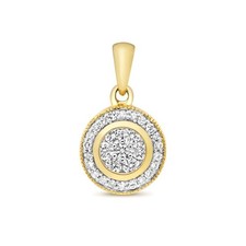 Diamant Halo Cluster Anhänger 9ct Gelbgold 0,25ctw echte Diamanten