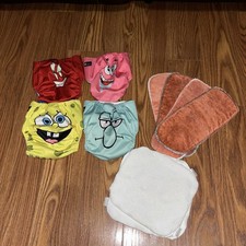 SpongeBob Themed BEAR BOOTIES Reusable Diapers With Inserts Lot Of 12 