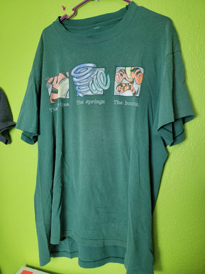 Vintage 1980s Disney Mickey Inc Tigger The Bounce Green 2 Sided Single Stitch Lg